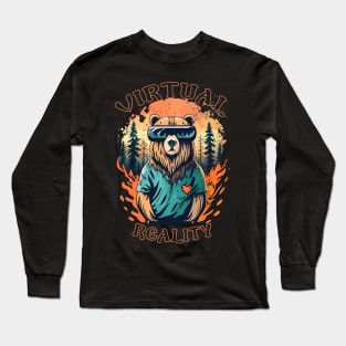Virtual Reality forest fire bear Long Sleeve T-Shirt